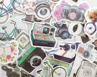 Cameras & Bikes Stickers - Photographer Stickers For Diary, Planners, or Scrapbooking