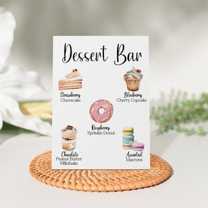 Dessert Bar Menü Schild Vorlage, Design Your Own Dessert Bar Schild, Süßigkeiten Menü, Hochzeit Dessert Bar, Verlobungsparty, Donut Bar, Kuchen-00014