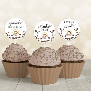 Love Is Brewing Cupcake Toppers Template, Bridal Shower Cupcake Toppers, DIY Party Favors, Wedding Candy Bar, Love Is Sweet Toppers- CF22