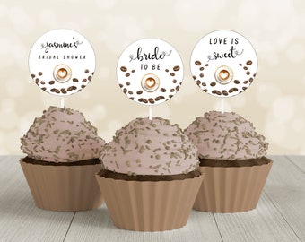 Love Is Brewing Cupcake Toppers Template, Bridal Shower Cupcake Toppers, DIY Party Favors, Wedding Candy Bar, Love Is Sweet Toppers- CF22