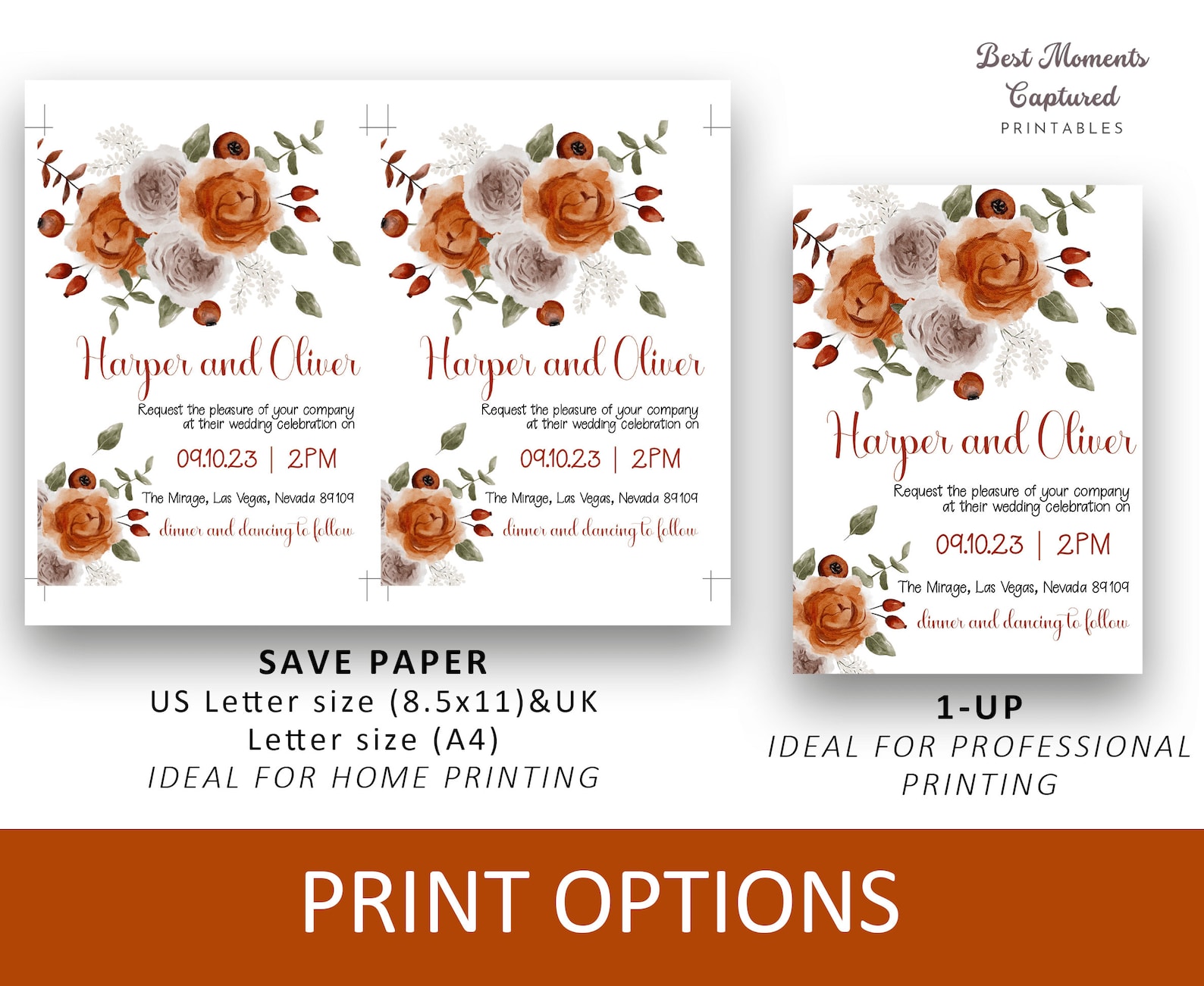 Rustic Fall Wedding Invitation Template Autumn 5x7 Wedding - Etsy