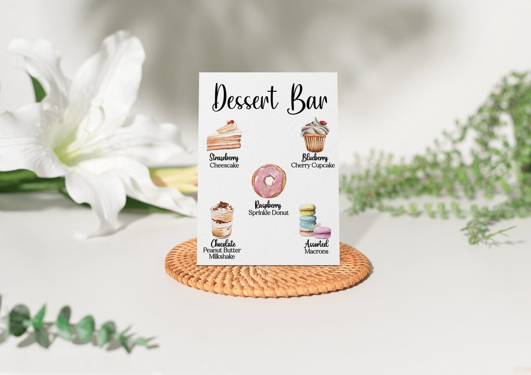 Dessert Bar Menu Sign Template, Design Your Own Dessert Bar Sign
