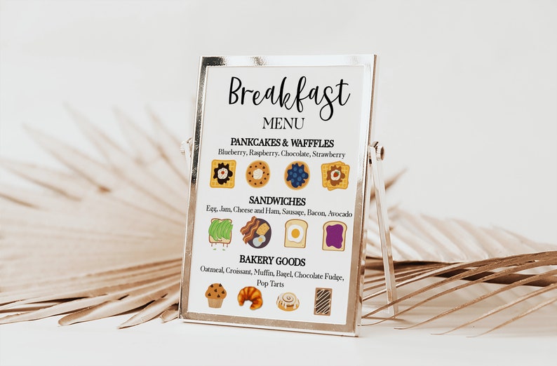 Breakfast Menu Sign Template, Create Your Own Breakfast Menu, Wedding Breakfast Bar, Food Table