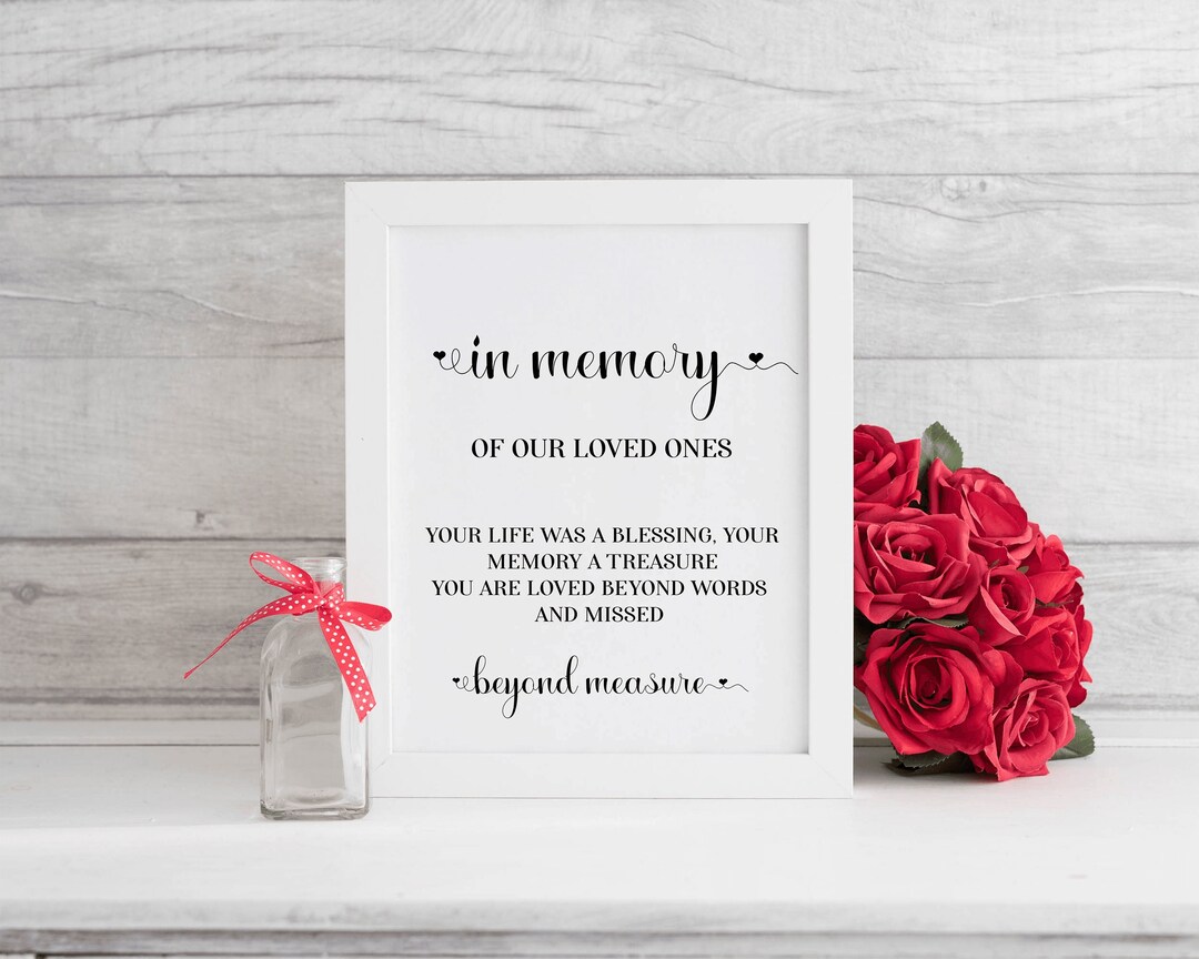 Wedding in Loving Memory Sign Printable, Wedding Memorial Table Sign ...
