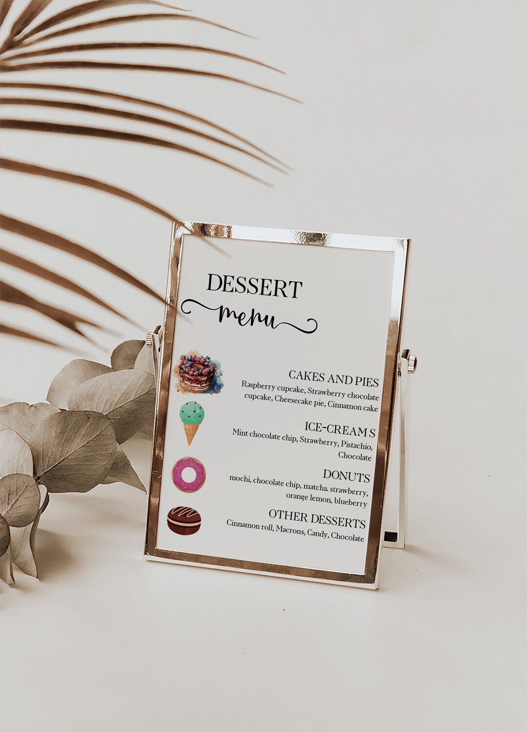 Dessert Menu Bar Template, Wedding Dessert Sign, Printable Sweets Table ...