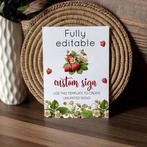 Editable Strawberry Custom Sign Template, Berry Baby or Bridal Shower ...