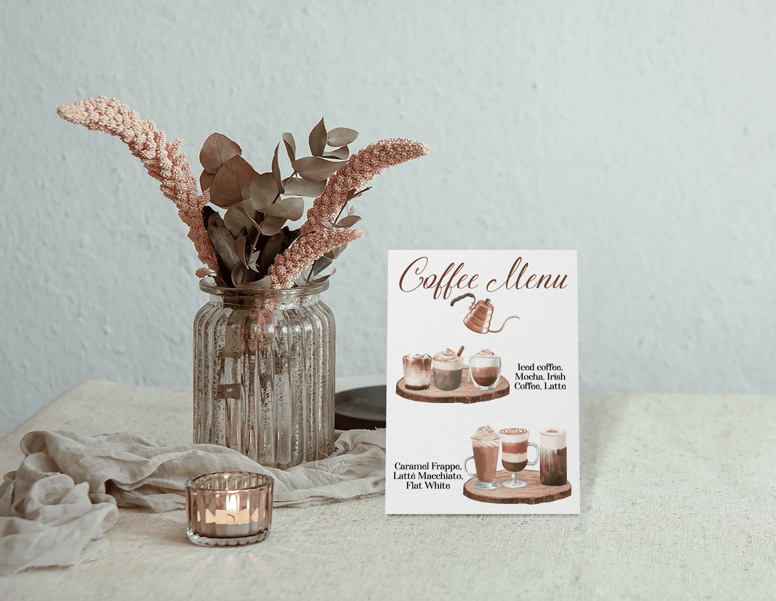 Coffee Menu Sign Template, Board Coffee Drink Menu Sign, Printable ...