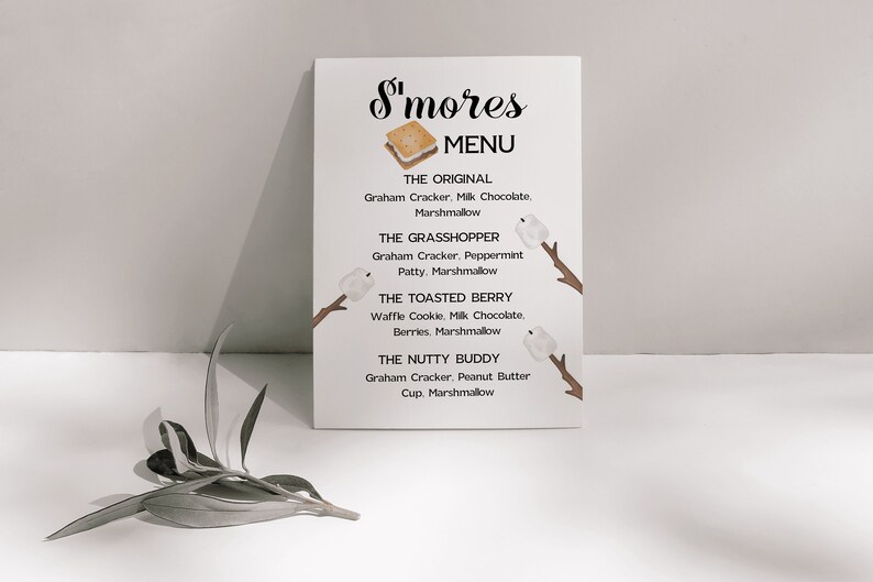 Editable S'mores Menu Sign Template. S'mores Station - Etsy
