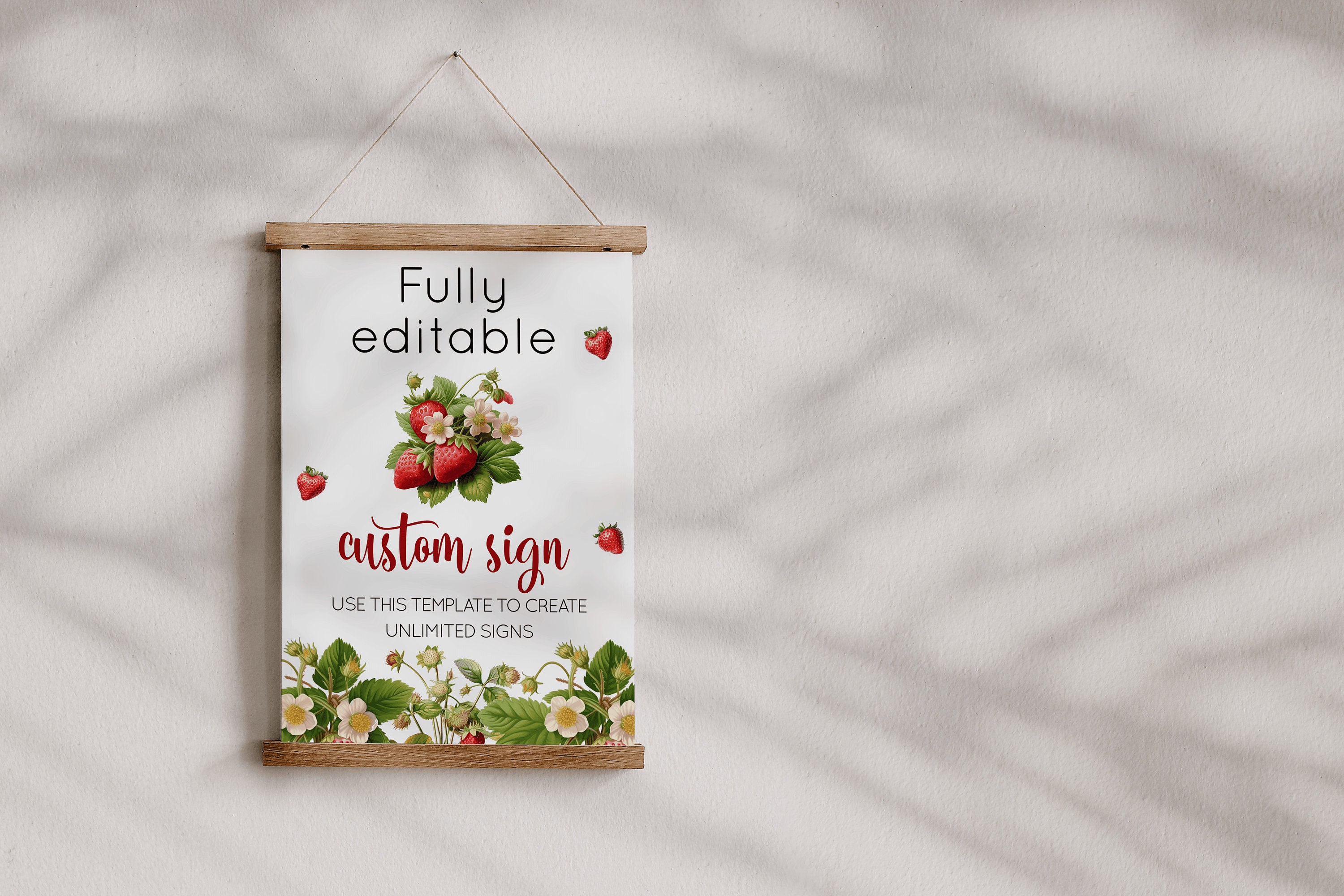 Editable Strawberry Custom Sign Template Berry Baby or Bridal - Etsy