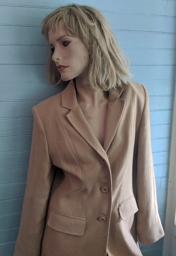 Vintage 1990s Casual Corner, Rayon, Camel Blazer … - image 5