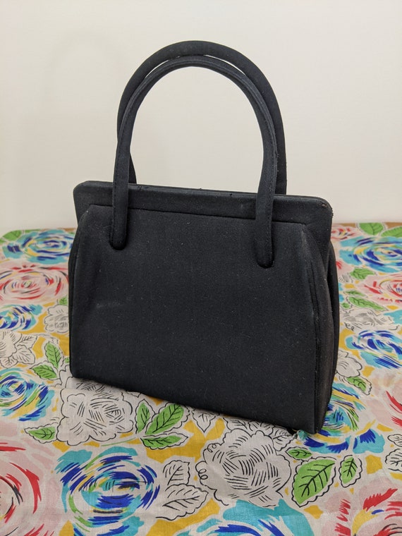 Vintage 1940s Virginia Art, Black Velvet Handbag … - image 3