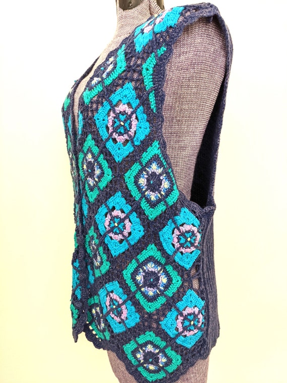 Vintage 1970s, Koret City Blues, Granny Square Cr… - image 3