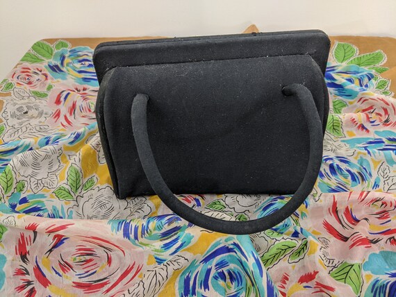 Vintage 1940s Virginia Art, Black Velvet Handbag … - image 7