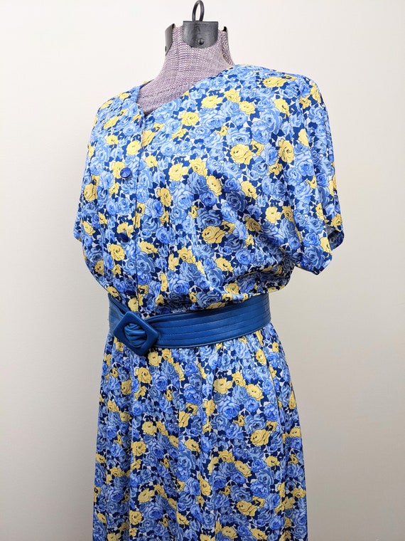 Vintage 1970s, Haband for Her, Blue and Yellow Flo