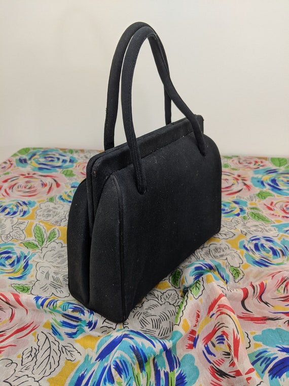 Vintage 1940s Virginia Art, Black Velvet Handbag … - image 2