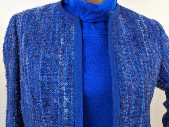 Vintage 1960s Kensington, Cropped Blue Boucle Twee