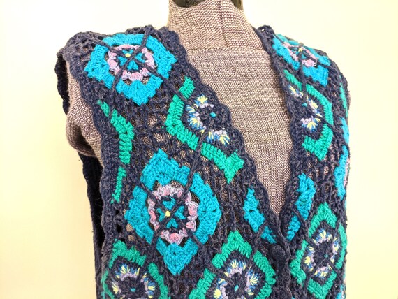 Vintage 1970s, Koret City Blues, Granny Square Cr… - image 4