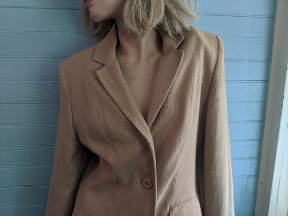 Vintage 1990s Casual Corner, Rayon, Camel Blazer … - image 1