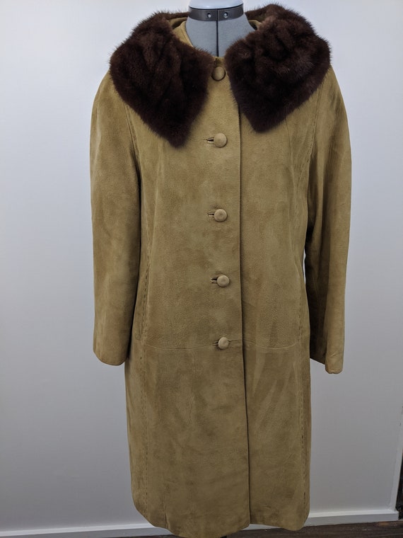 Vintage 1960s Soft Suede Full Length Coat with Wi… - image 2