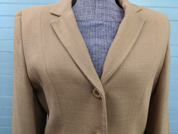 Vintage 1990s Casual Corner, Rayon, Camel Blazer … - image 3