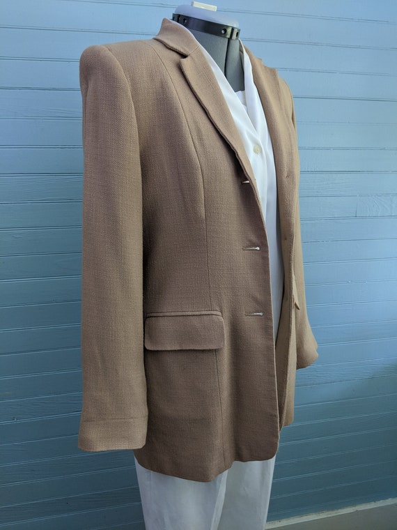 Vintage 1990s Casual Corner, Rayon, Camel Blazer … - image 4