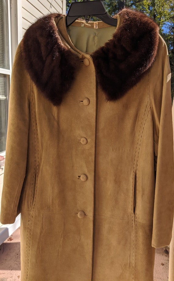 Vintage 1960s Soft Suede Full Length Coat with Wi… - image 3