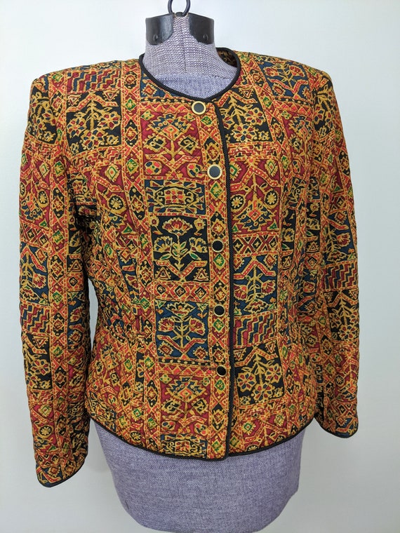 Vintage 1980s, Maggy London, Multicolor Batik, Cro