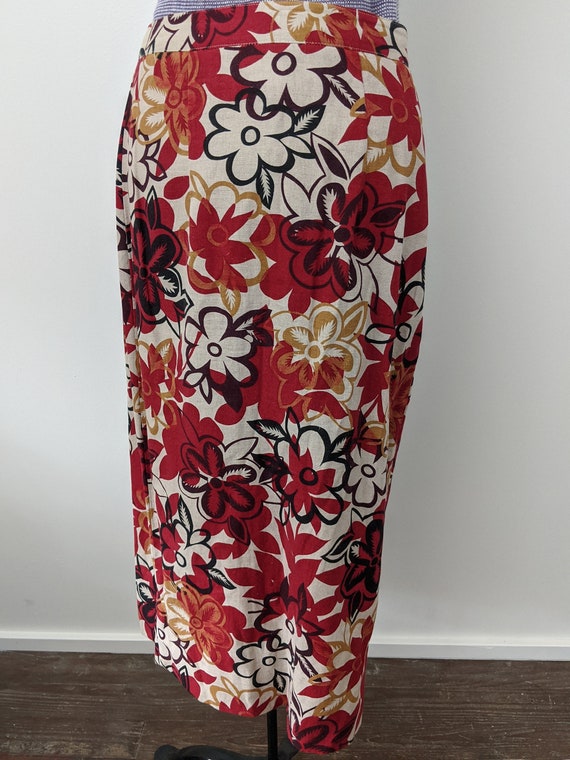 Vintage 1990s Long Wrap Skirt, Bold Fall Colors of