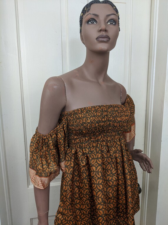 Vintage Midnight Sun, Boho, Off the Shoulder, Puff