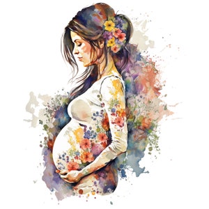 Pregnant mother PNG, baby shower digital art. Pregnant belly illustration, baby girl boy mothers day, mom mother to be png pregnancy