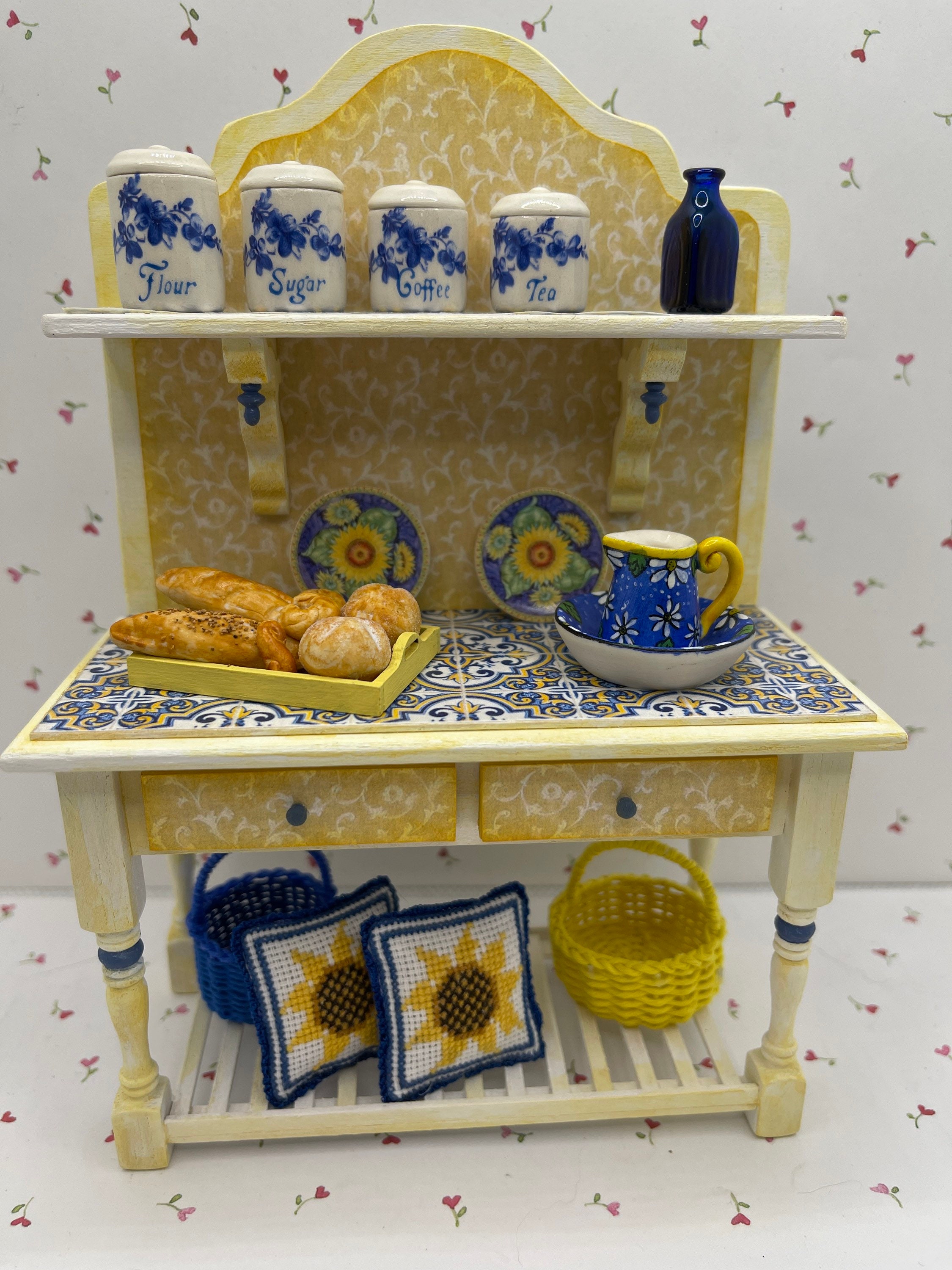 4x 22 mm Casa delle Bambole Miniatura ciotole in ceramica smaltata giallo 