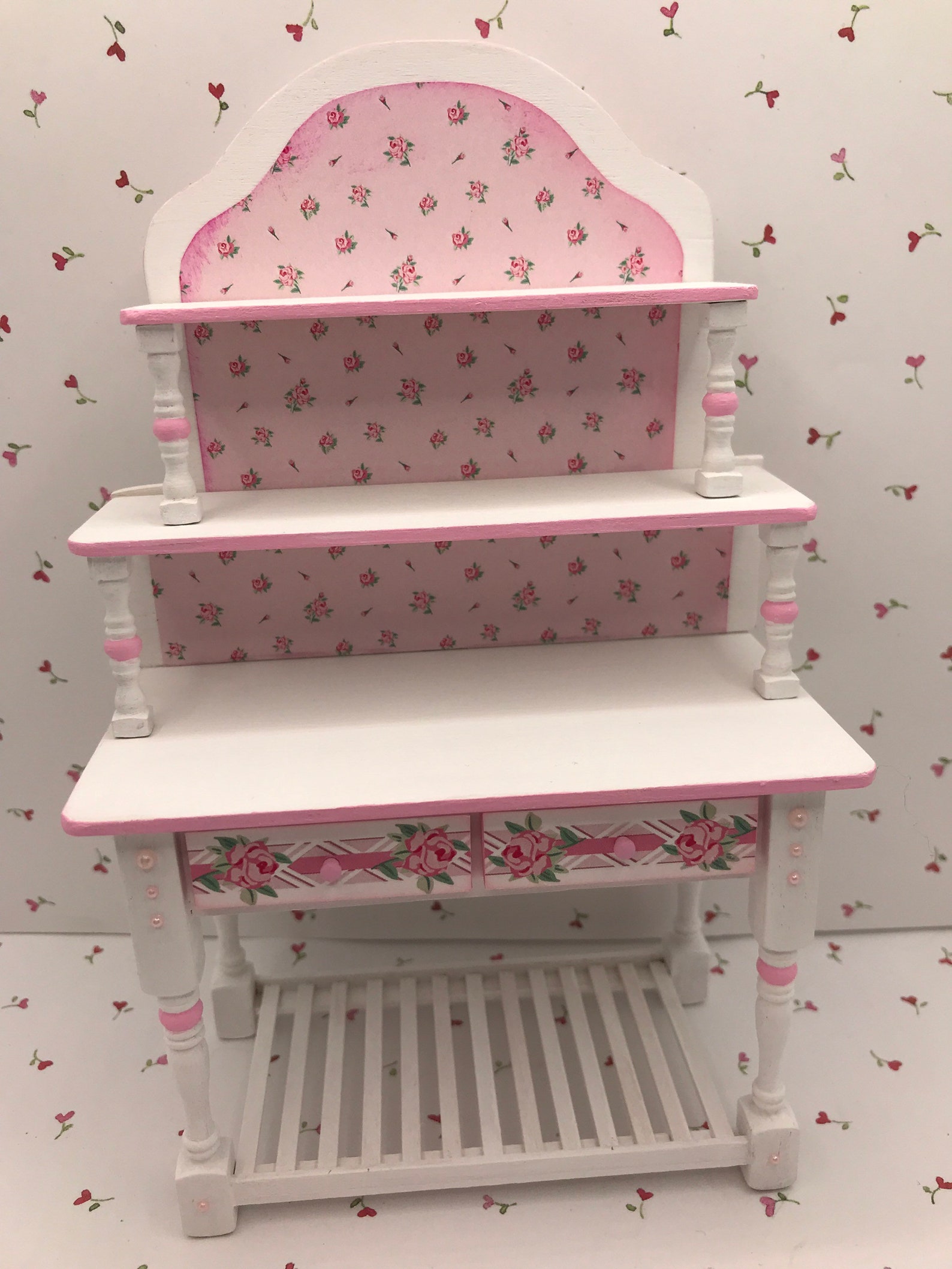 Dollhouse Miniature Pink Rosebud Shelf 112 scale Etsy