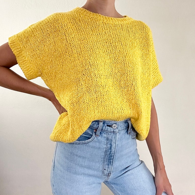 Women's XL sweatshirt, made in the USA cotton yellow type Vintage Second Hand