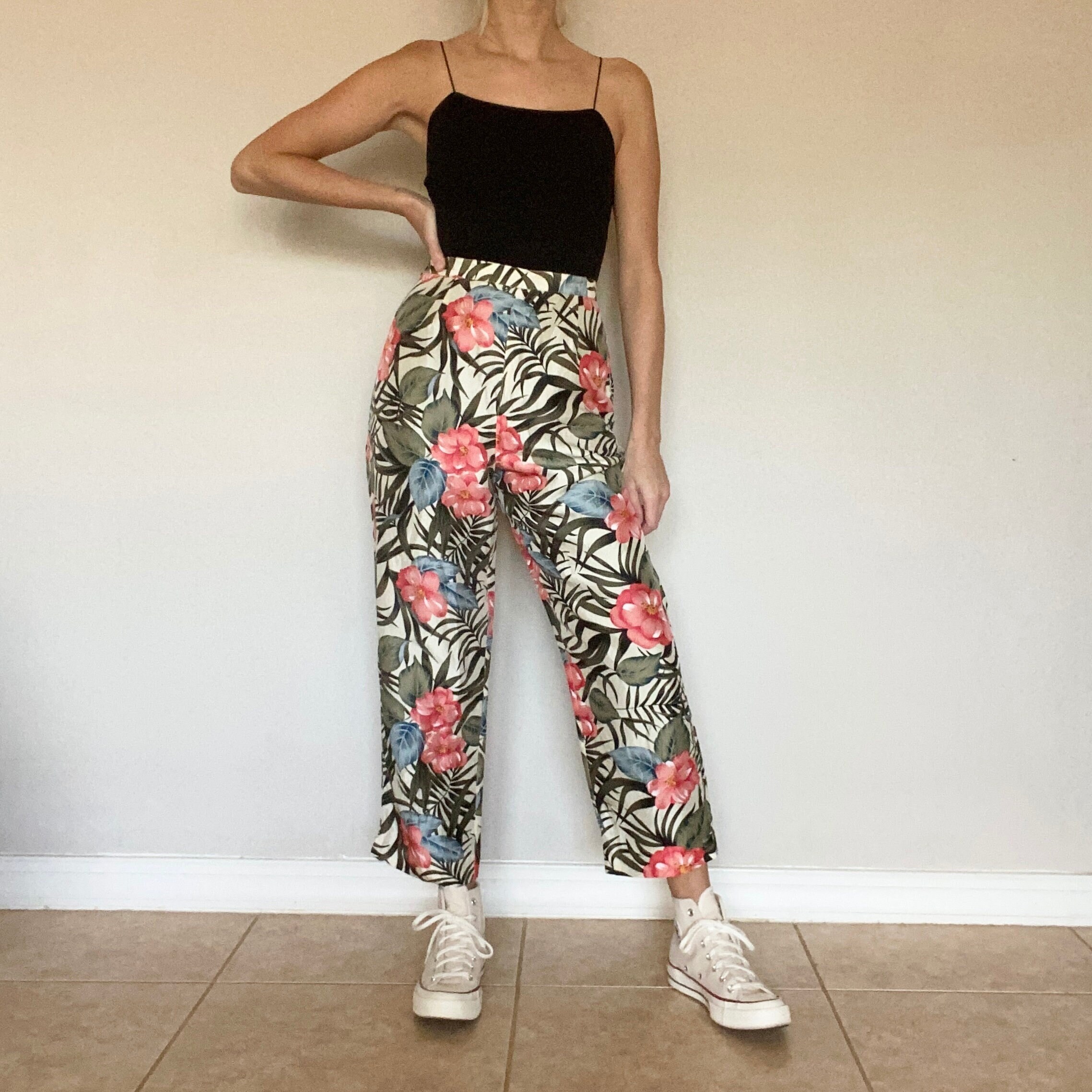 Tropical Print Pants - Etsy