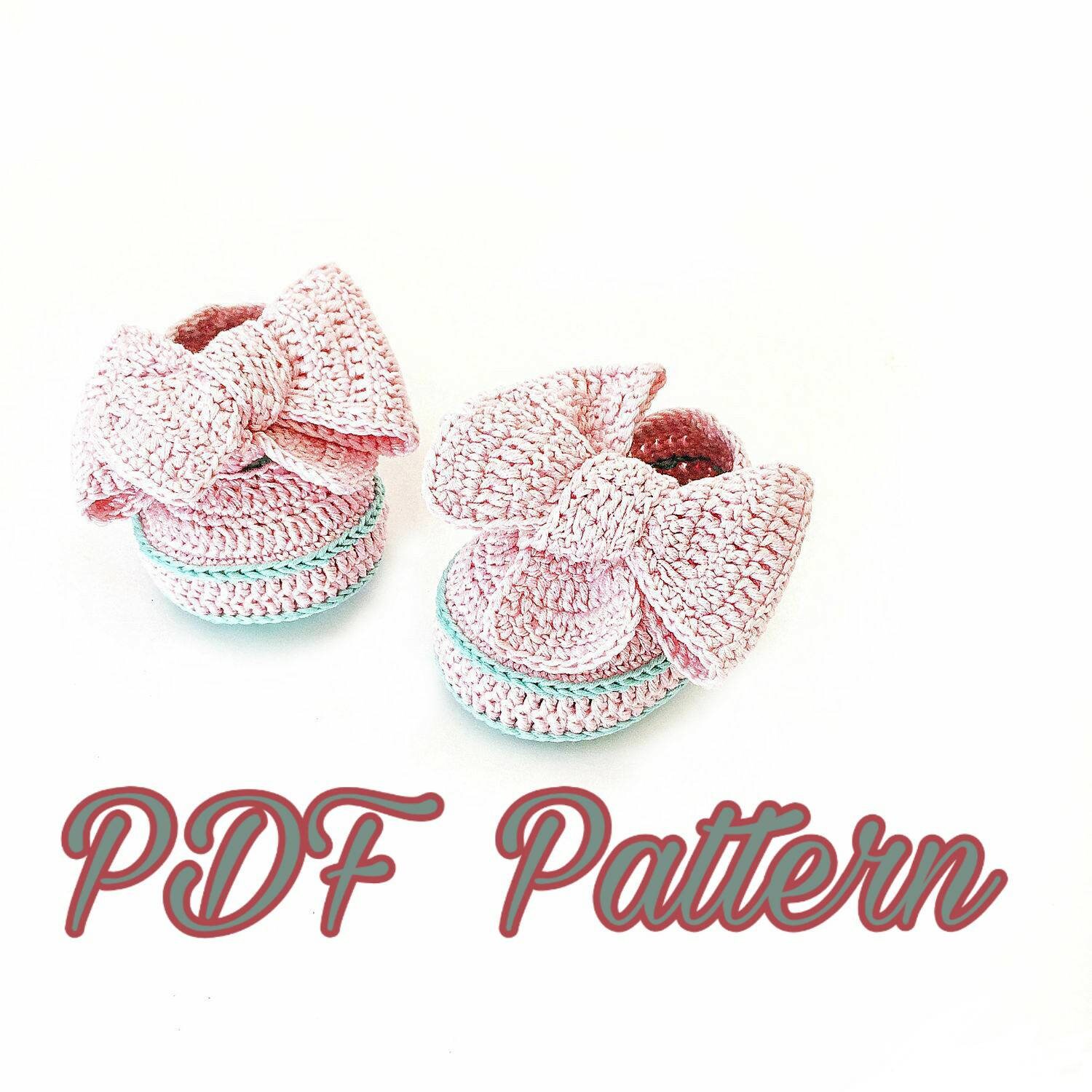 Baby Shoe Pattern with Bow Baby girl shoes Pattern Pink Etsy