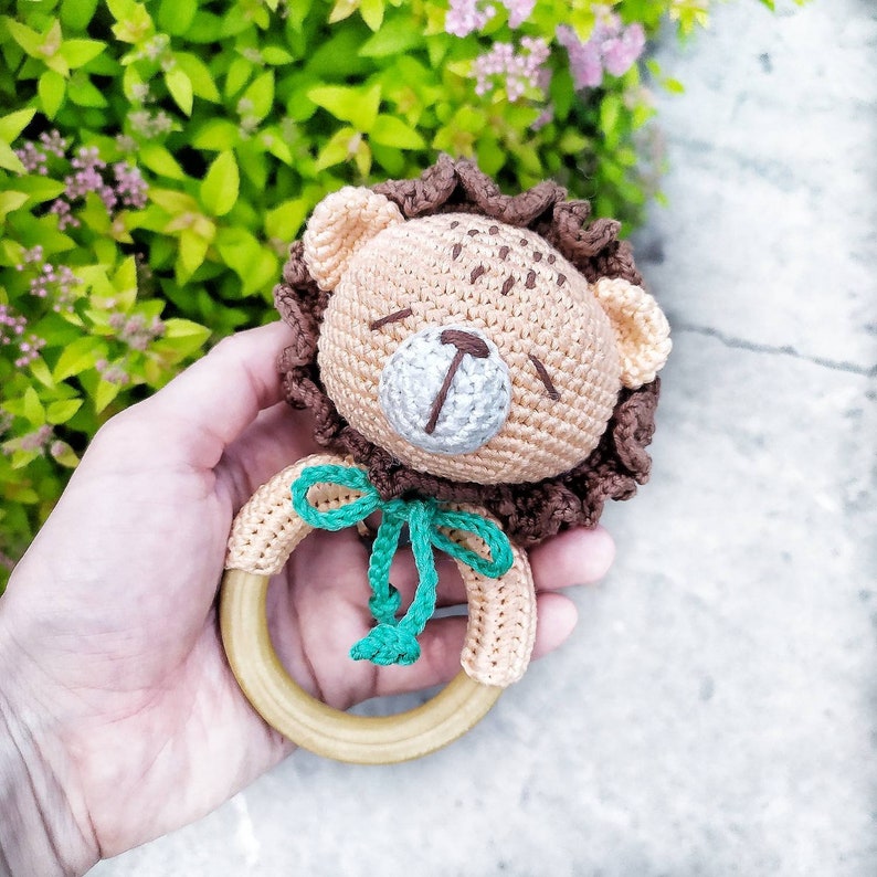 Lion rattle Crochet pattern Baby Rattle Organic baby toys Came Etsy