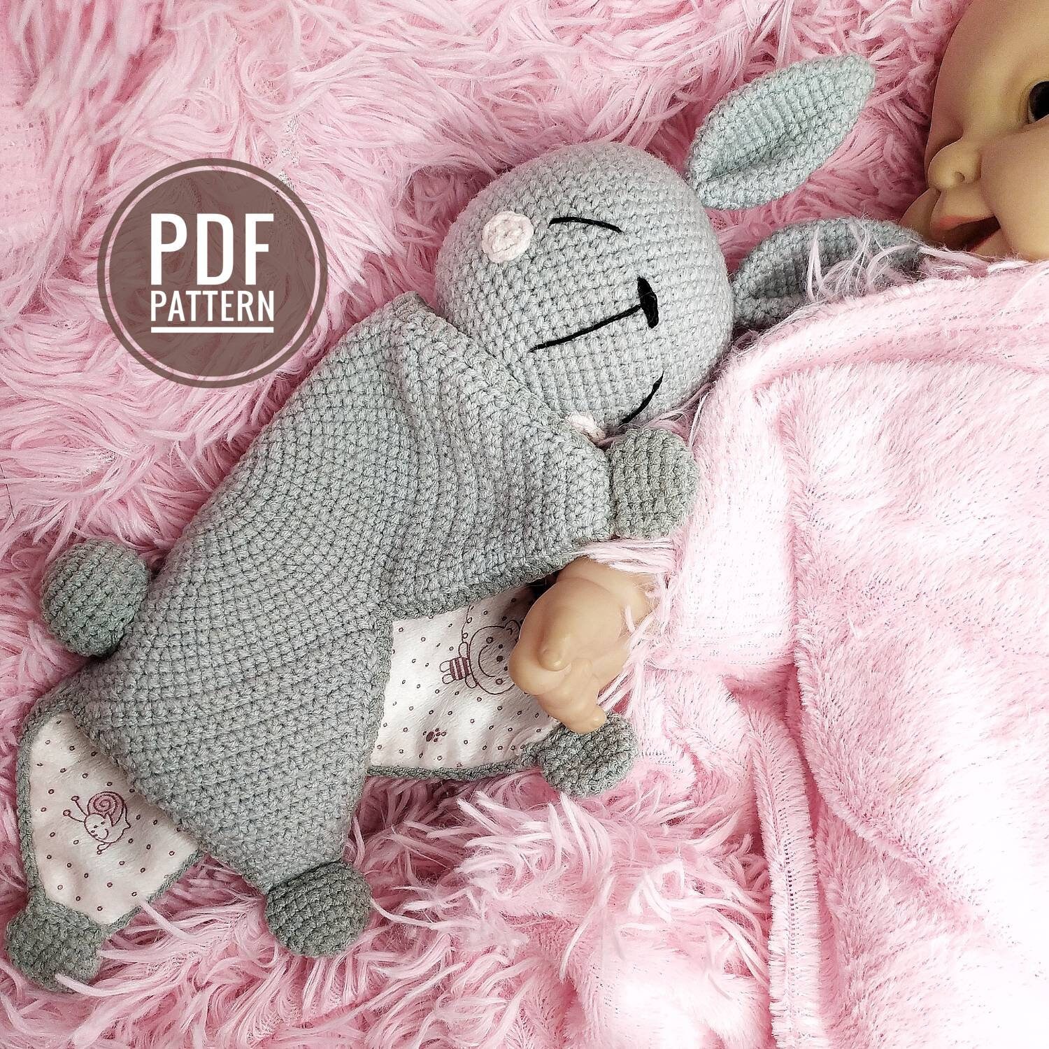 Baby Security Blanket Bunny Lovey Easter bunny toy pattern Etsy
