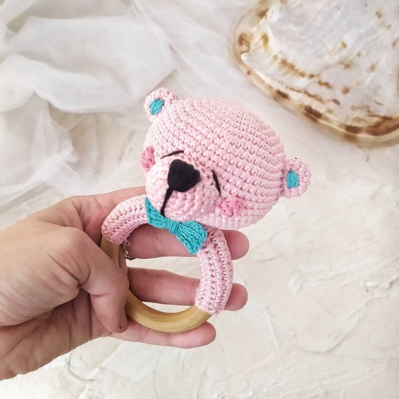 Crochet rattle pattern bear ring rattle Teddi bear ring Baby Etsy