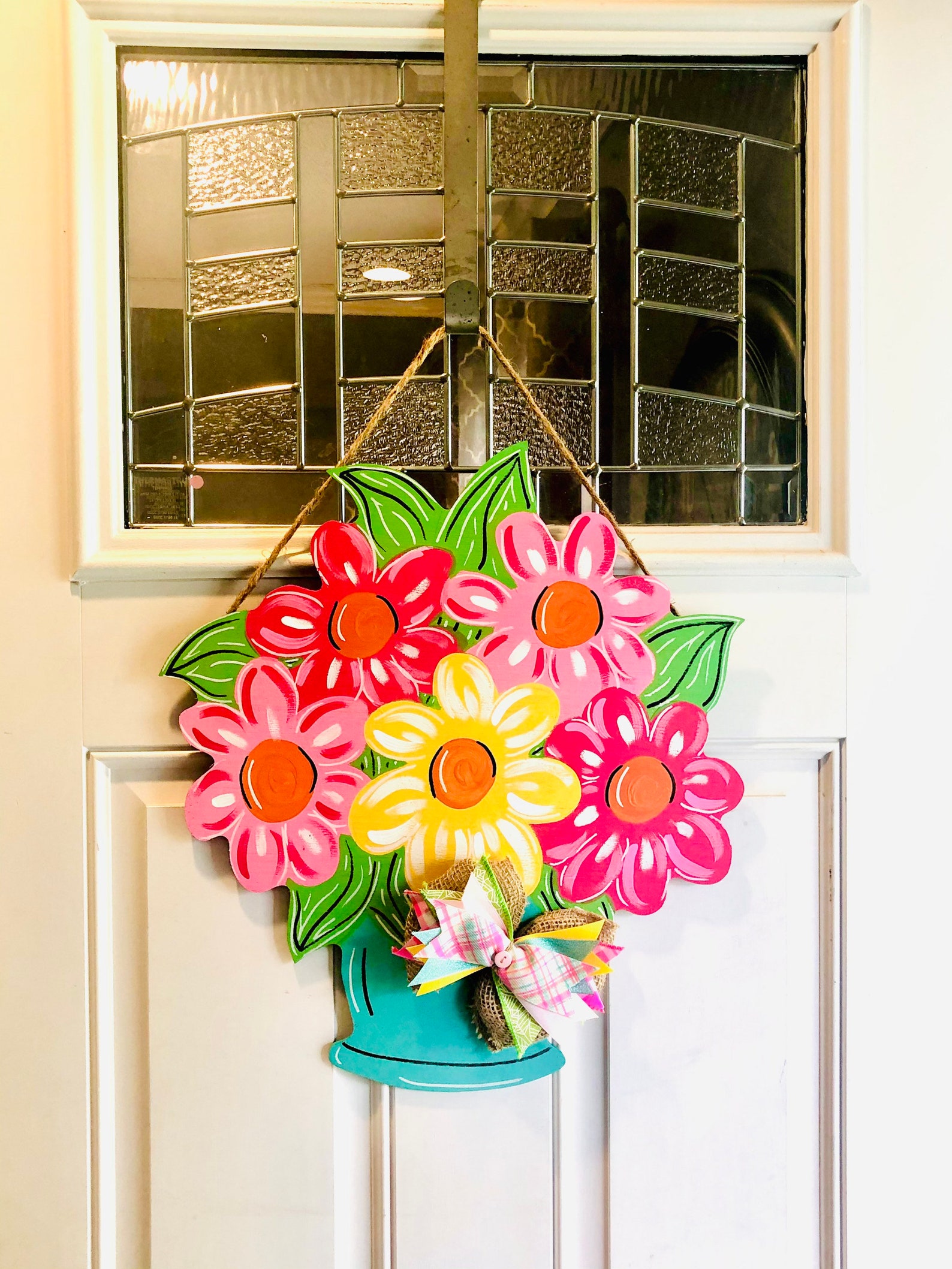 Spring Flowers Door Hanger Spring Door Sign Door Decor Etsy