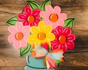 Spring Flowers Door Hanger, Spring Door Sign, Door Decor, Wooden Door Hanger, Spring Door Hanger