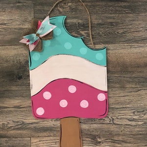 Ice cream, Popsicle, Wood, Summer, Sign, Door Decor, Wooden Door Hanger