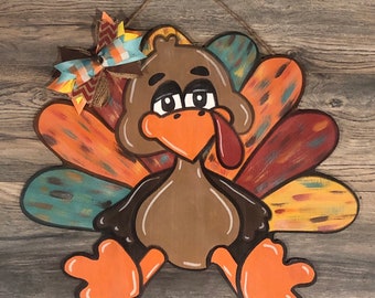 Turkey Door Hanger, Thanksgiving Decor, Fall Decor, Fall Door Hanger