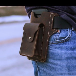 Étui pour téléphone portable, Cuir pleine fleur, Étui ceinture personnalisé pour téléphone portable, Grand étui ceinture pour iPhone, Support ceinture pour téléphone portable, Cadeau pour homme,