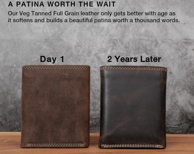 Personalized Leather Trifold Mens Wallet – RFID, Custom Engraved Gift