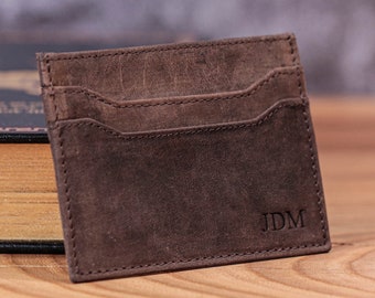 Personalized Slim Wallet, Full Grain Leather, RFID, Cardholder, Custom Monogram Initials, Gift for Him, Anniversary Gift, Christmas Gift