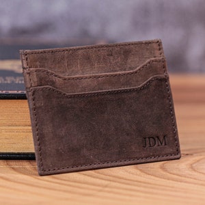 Portefeuille mince personnalisé, cuir pleine fleur, RFID, porte-carte, initiales de monogramme personnalisées, cadeau pour lui, cadeau d’anniversaire, cadeau de Noël