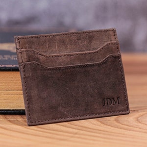 Personalized Slim Wallet, Full Grain Leather, RFID, Cardholder, Custom Monogram Initials, Gift for Him, Anniversary Gift, Christmas Gift