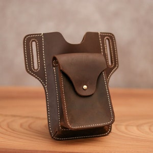 Étui de téléphone portable en cuir pleine fleur, étui de ceinture de téléphone portable personnalisé, cadeau de fête des pères, support de ceinture de téléphone portable, cadeau pour mari, papa