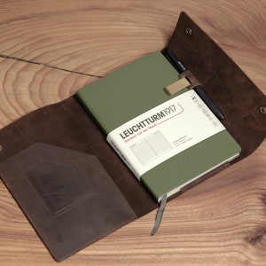 Fullgrain Leather A5 Journal Cover: Personalized Notebook Case image 3