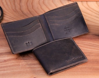 Full Grain Leather Bifold Wallet – Custom Initials, Personalized Gift